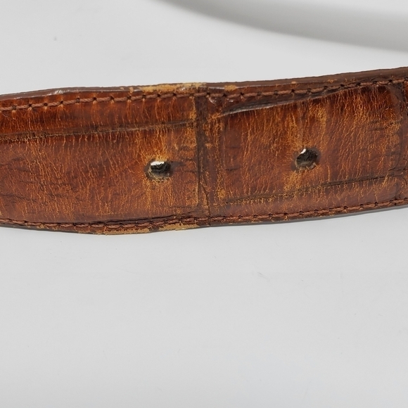 BRIGHTON BROWN EMBOSSED TEXTURED BELT SOLID BRASS BUCKLE MEN 38 - Picture 13 of 13